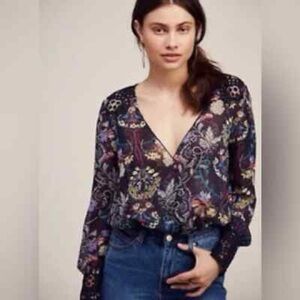 Intimately Free People Black Floral Bodysuit Size XS